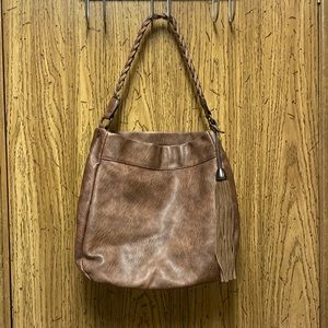Brown Purse w Braided Strap and Removable Tassel